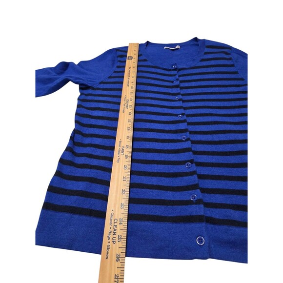 Gap Striped Sequin Round Neck Cardigan Sweater Wool Blend Blue Black XL F16.1 - Picture 6 of 9